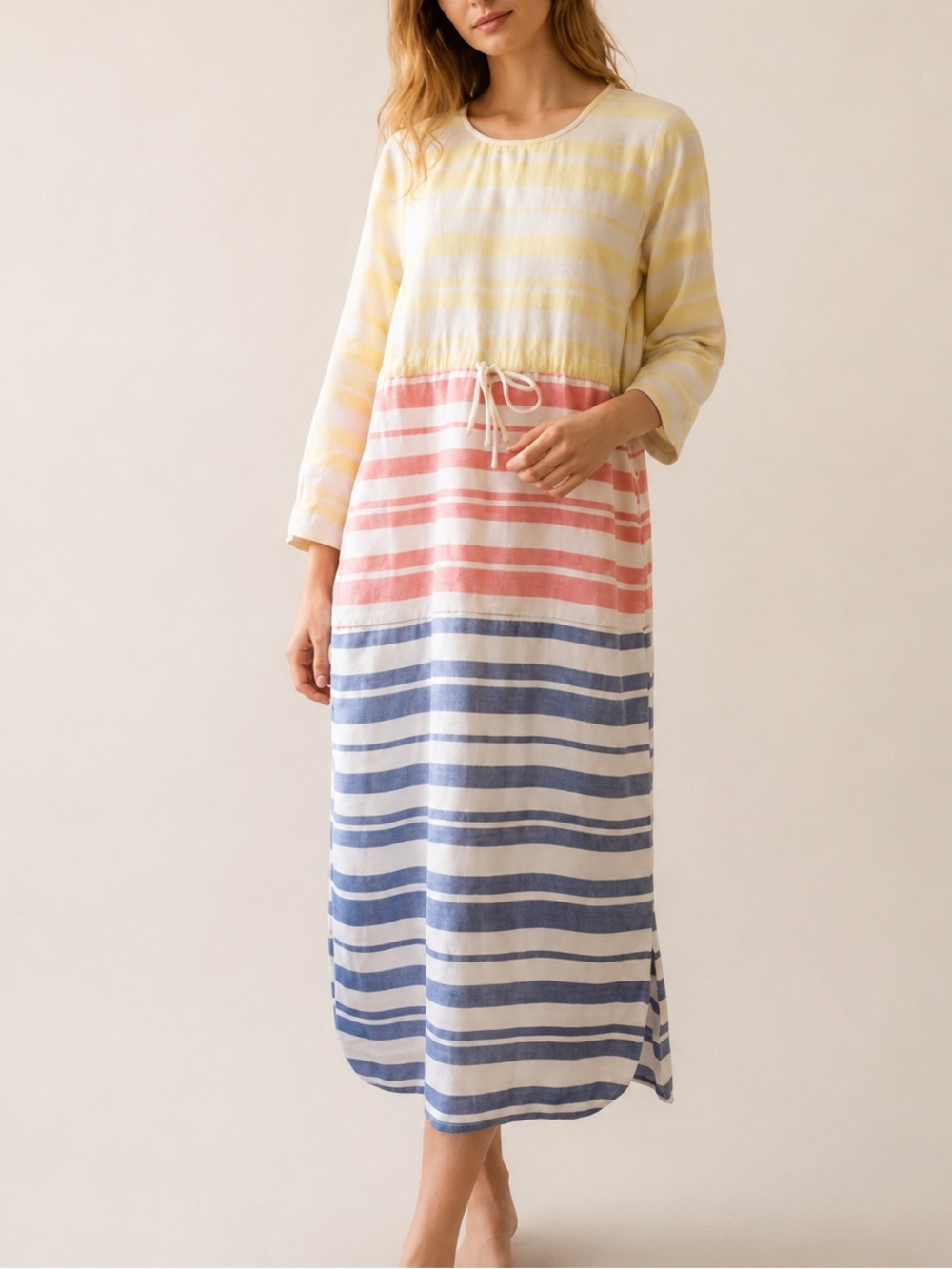 Tuckernuck Pomander Place Cleo Stripe Sunset Coastal Preppy Tie Waist Midi Dress